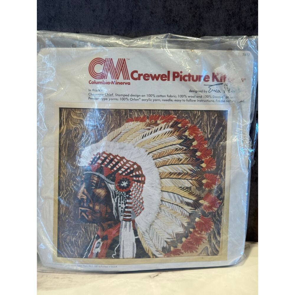 Erica Wilson Embroidery Chief Crewel Picture Kit Columbia Minerva Corp 1975